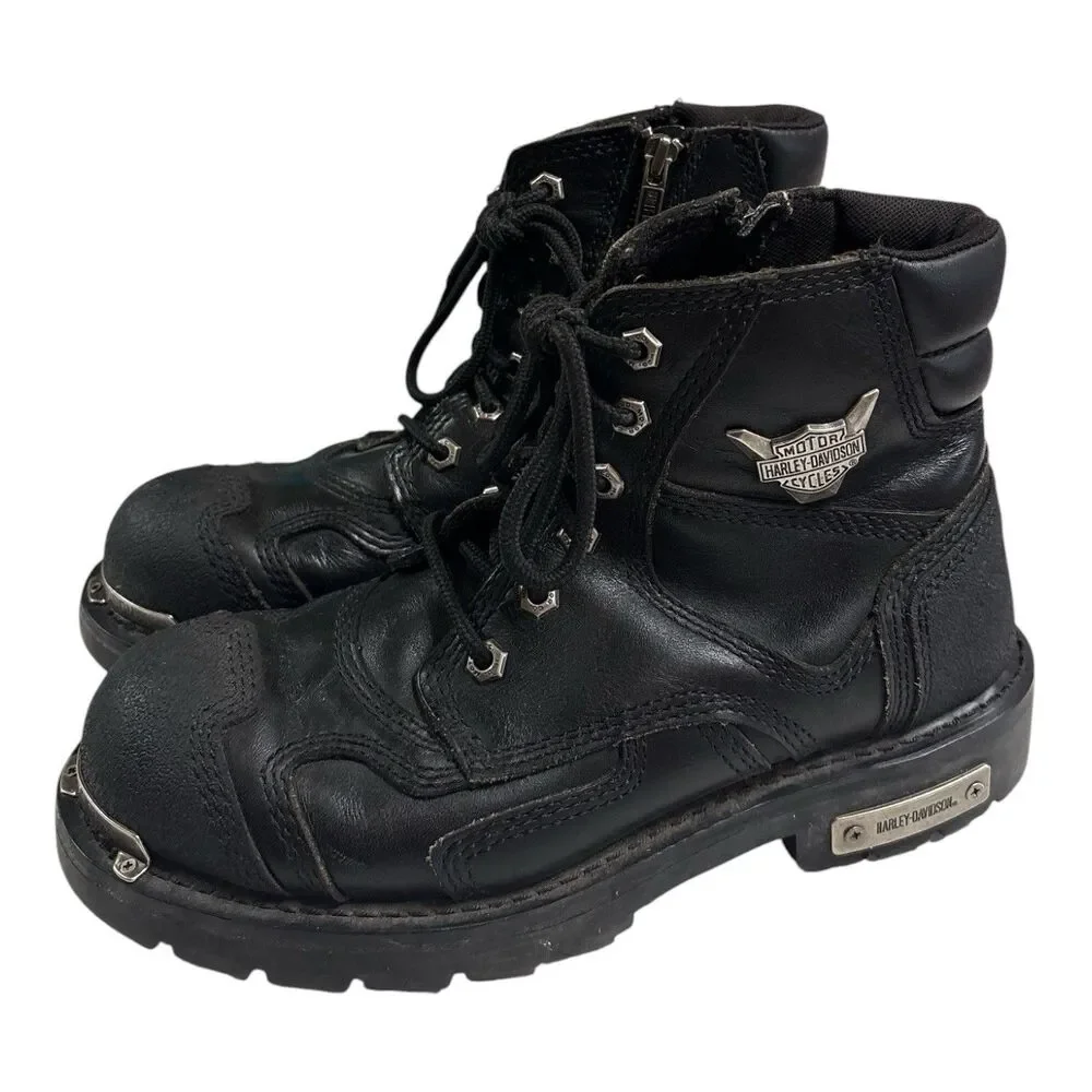 Vintage 90s Harley Davidson 91331 Men’s 10 Leather Motorcycle Biker Boots Zip